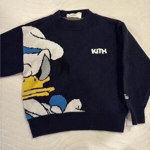 Kith Navy Crewneck Sweater with Donald Duck Motif